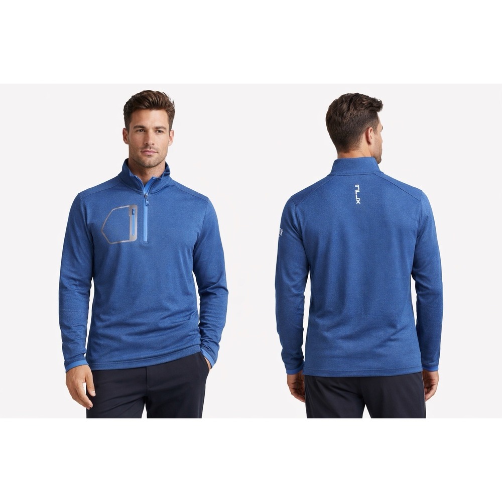 RLX Ralph Lauren Performance Quarter Zip Medium Golf Wicking Pullover Blue NWT